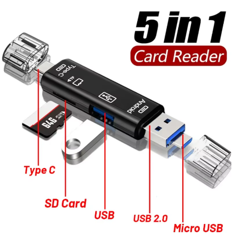 Nuevo 5 en 1 multifunción USB 2,0 tipo C USB Micro USB SD TF lector de tarjetas de memoria
